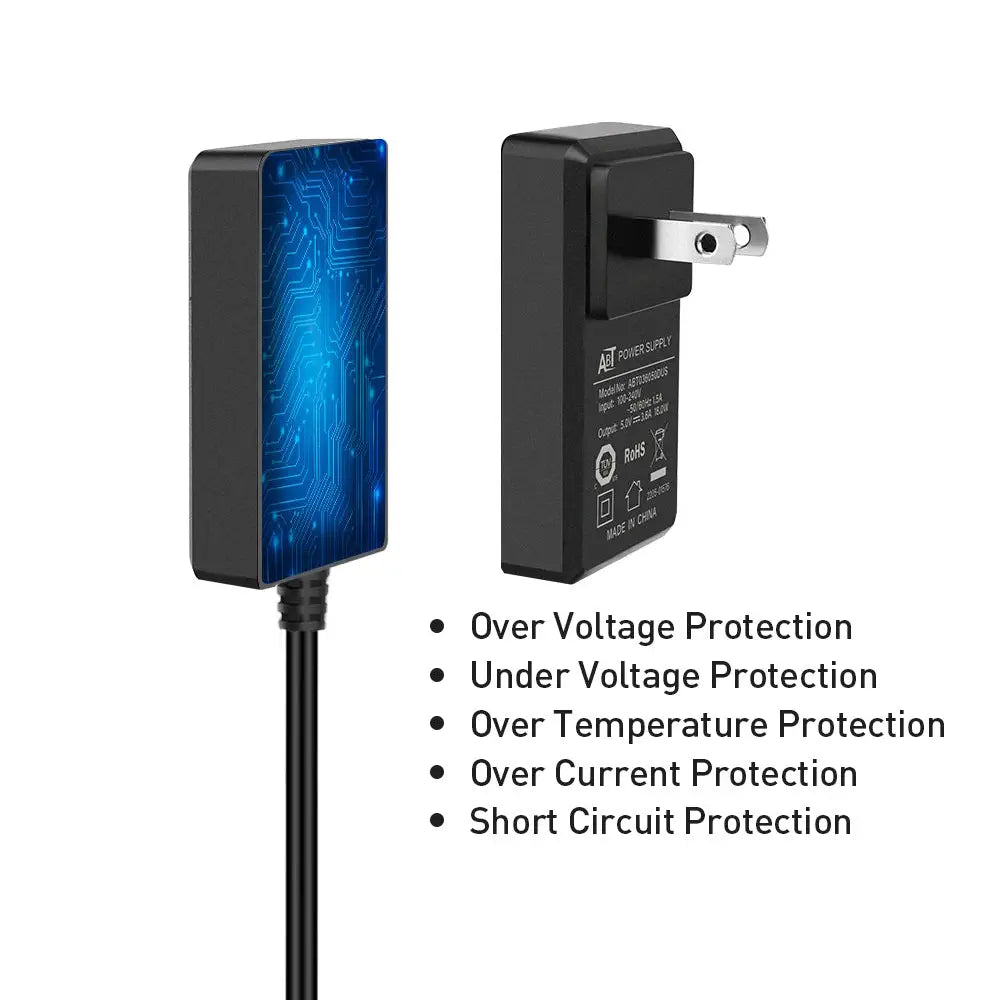 52Pi 5V 3.6A US Plug Power Supply Adapter w/ Switch-on/off Cable ...