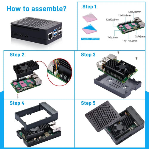 52Pi ABS Raspberry Pi 5 Case w/ Armor Lite V5 Cooler (US)