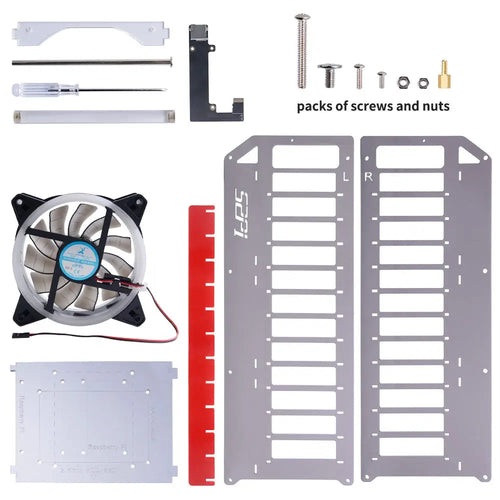 52Pi 12-Layer Acrylic Cluster Case w/ RGB LED Fan for Raspberry Pi & Jetson Nano