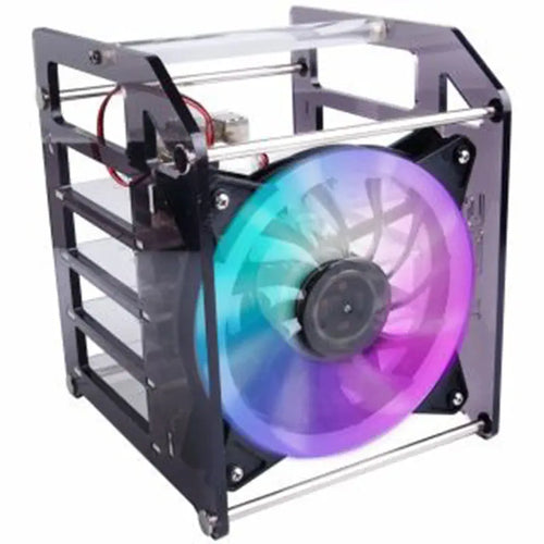 52Pi 4-Layer Acrylic Cluster Case w/ RGB LED Fan for Raspberry Pi, Jetson Nano