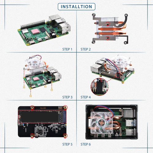 52Pi Aluminum NAS Case w/ Low-Profile Fan & M.2 Sata SSD for Raspberry Pi 4B