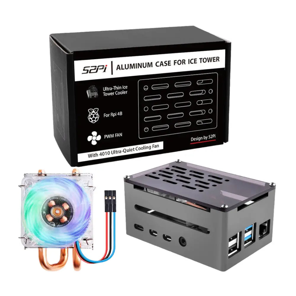 52Pi Case w/ Low-Profile Ice Tower Cooling Fan for Raspberry Pi 4B