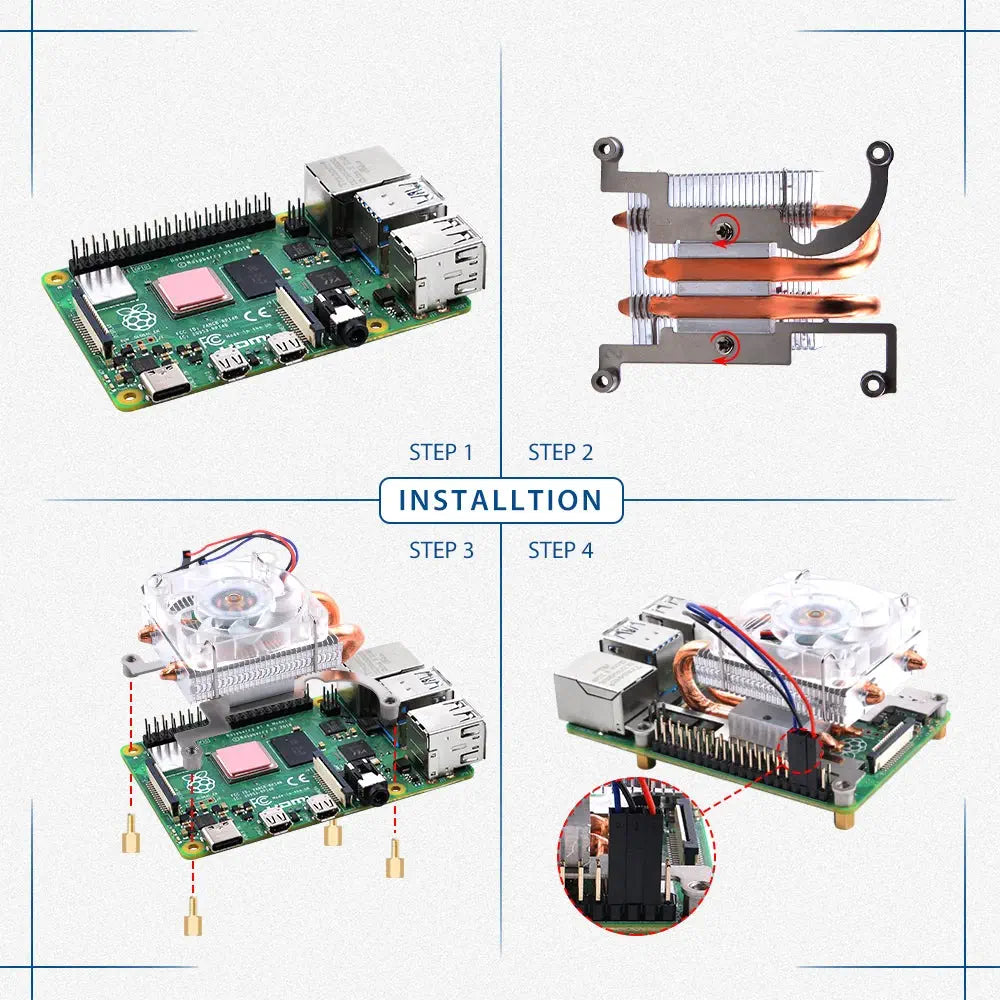 52Pi Case w/ Low-Profile Ice Tower Cooling Fan for Raspberry Pi 4B