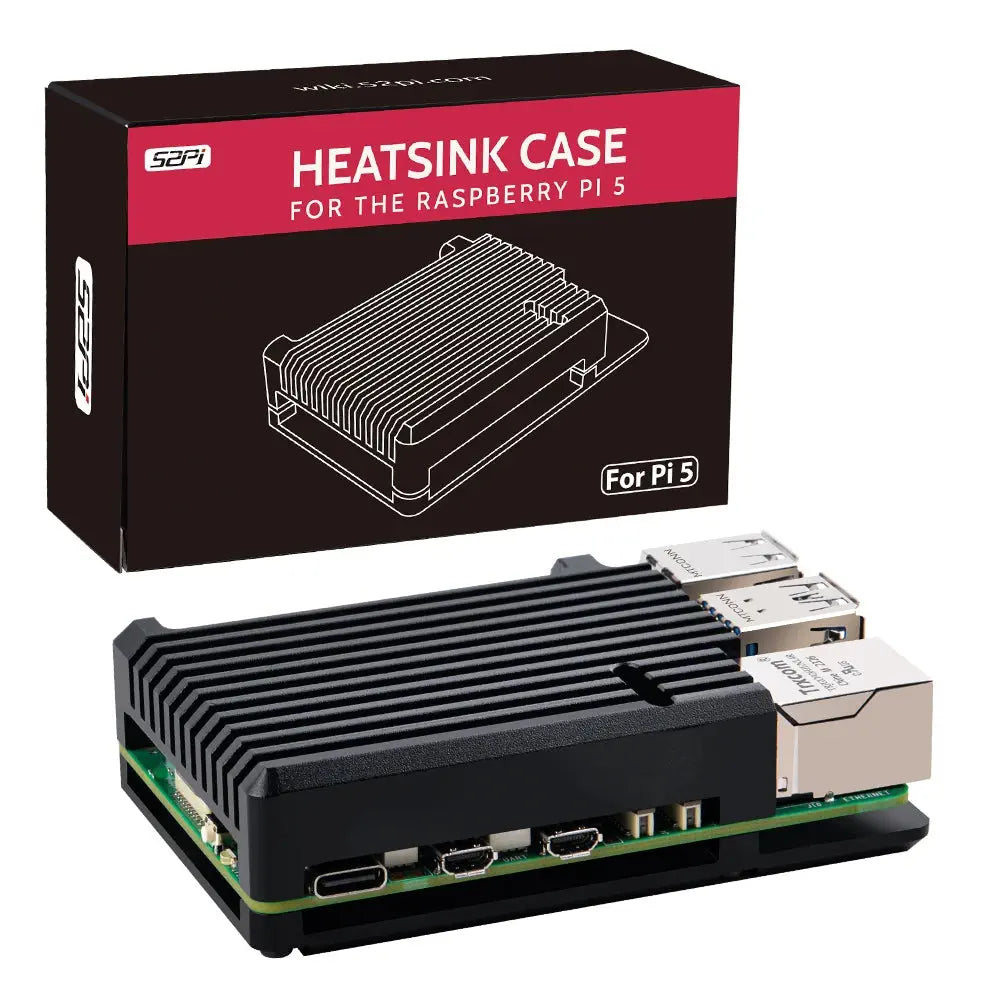 52Pi Case w/ Heatsink for Raspberry Pi 5 (Black)