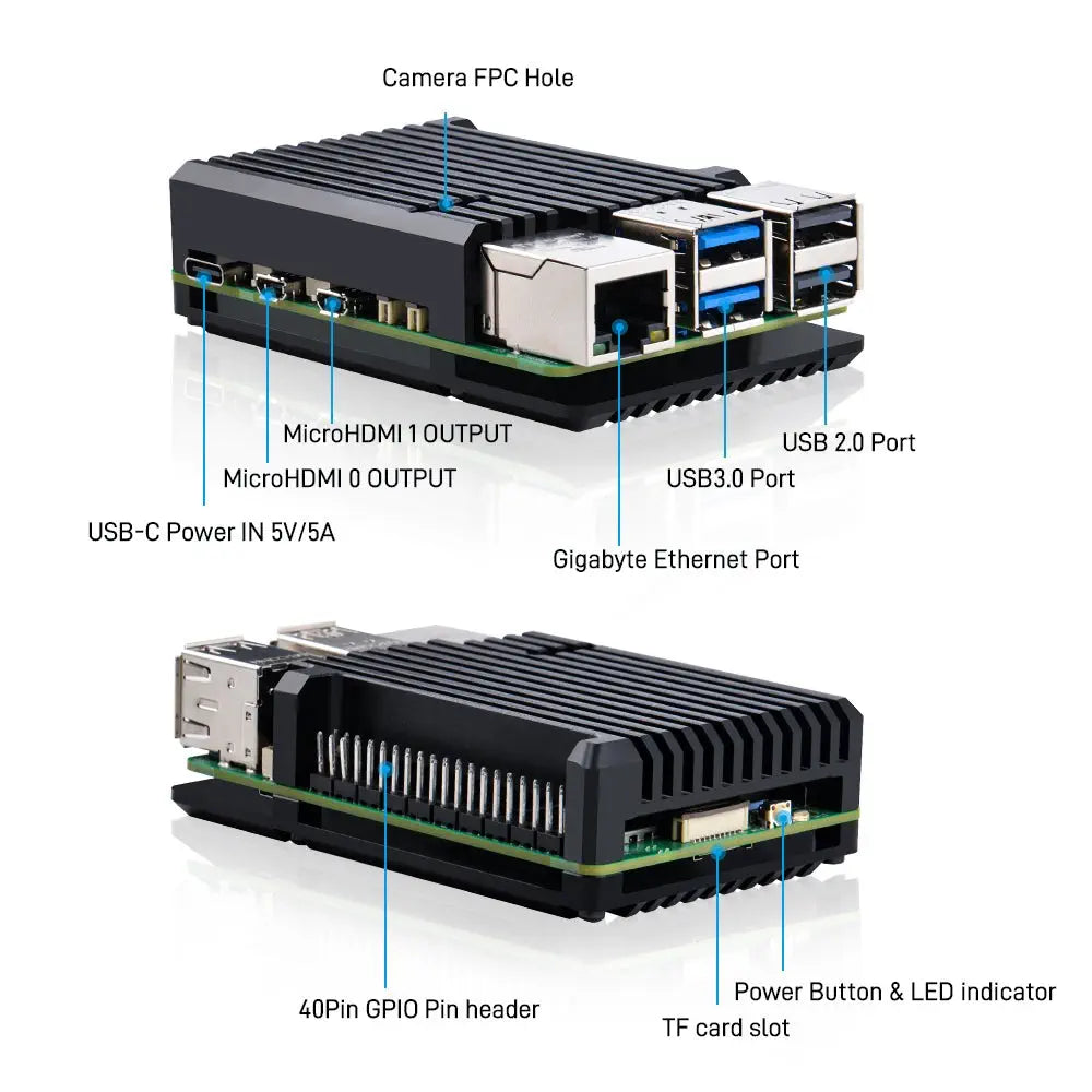 52Pi Case w/ Heatsink for Raspberry Pi 5 (Black)