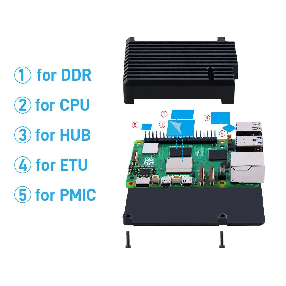 52Pi Case w/ Heatsink for Raspberry Pi 5 (Black)