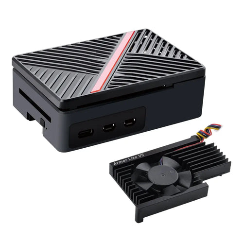 52Pi Armor Lite V5 ABS Enclosure for Raspberry Pi 5 w/ Cooling (Black)