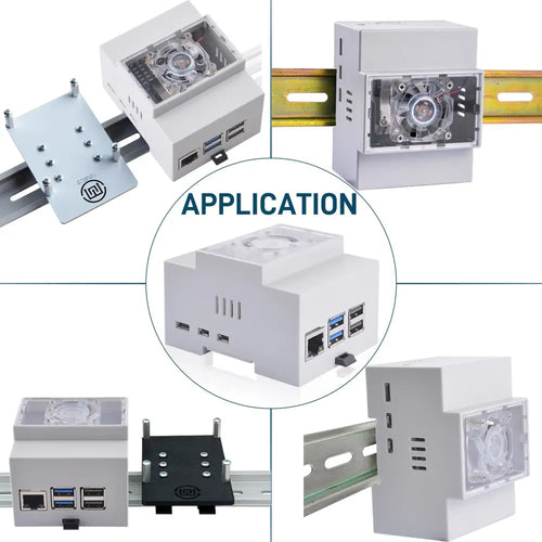 52Pi DIN Rail ABS Case w/ Heat Sink for Raspberry Pi 5