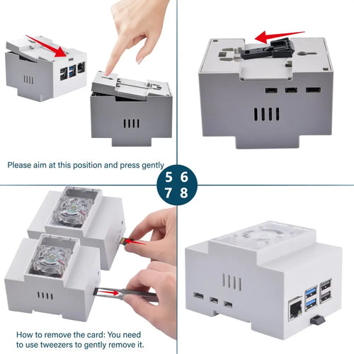 52Pi DIN Rail ABS Case w/ Heat Sink for Raspberry Pi 5