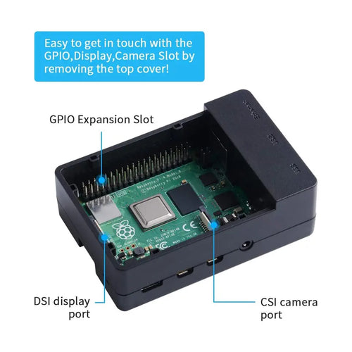 52Pi Fan ABS Case w/ Heatsinks for Raspberry Pi 4 B (Black)