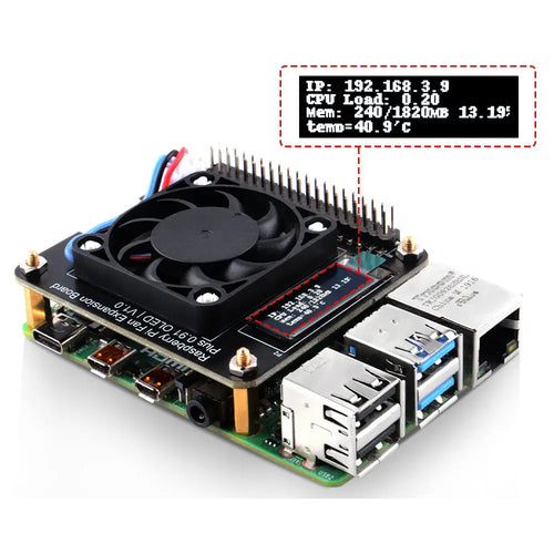 52Pi Fan Expansion Board Plus 0.91 OLED V1.0 for Raspberry Pi 4B/3B+/3B/2B