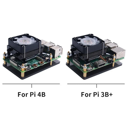 52Pi Low-Profile ICE Tower Cooling Fan for Raspberry Pi 4/3B+/3B (Black)