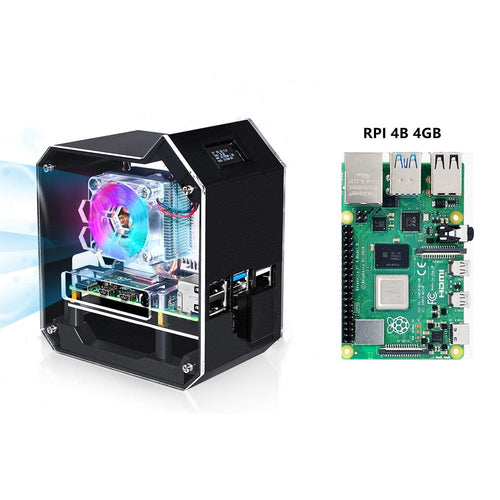 52Pi Mini NAS Tower Kit w/ ICE Tower Cooling & OLED Display for Pi 4B (Black)