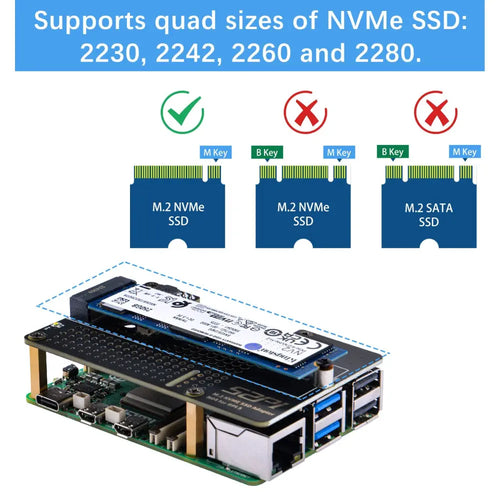 52Pi N04 M.2 2280 PCIe to NVMe Adapter for Raspberry Pi 5