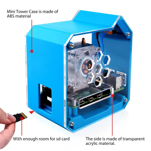 52Pi RGB Fan Mini Tower w/ 0.96-inch OLED Screen for Raspberry Pi 4B