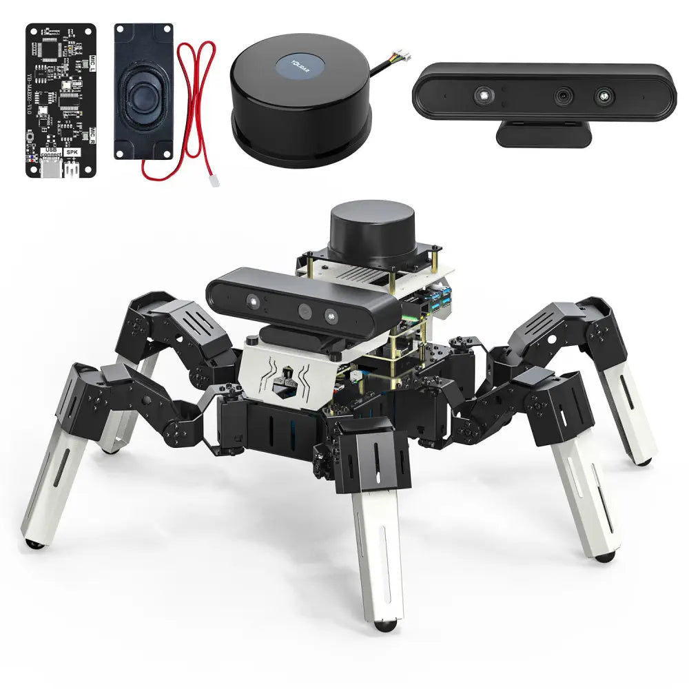 18DOF Muto RS AI Large Model Hexapod Robot ROS2 for Raspberry Pi 5--4ROS Lidar Kit without Raspberry Pi board