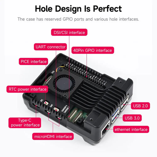 Raspberry Pi 5 Argon NEO 5 Aluminm Case Kit Built-in 30mm PWN Cooling Fan