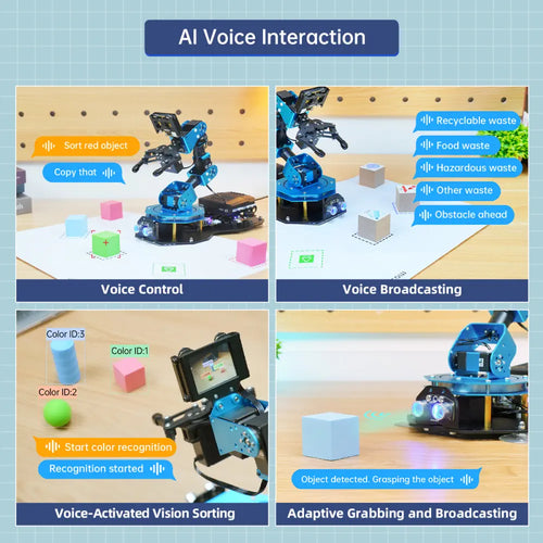 Hiwonder xArm AI Programmable Desktop Robot Arm with AI Vision &amp; Voice Interaction, Supports Arduino, Scratch &amp; Python, Sensor Expansion (Advanced Kit)