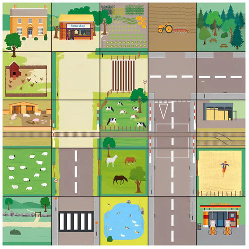 TTS 3 Blue Bot Classroom Bundle with Mats Including 1x Country Side, 1x Transparent Pocket Mat 4x6, 1x Seaside Mat, 1x Busy Street Mats