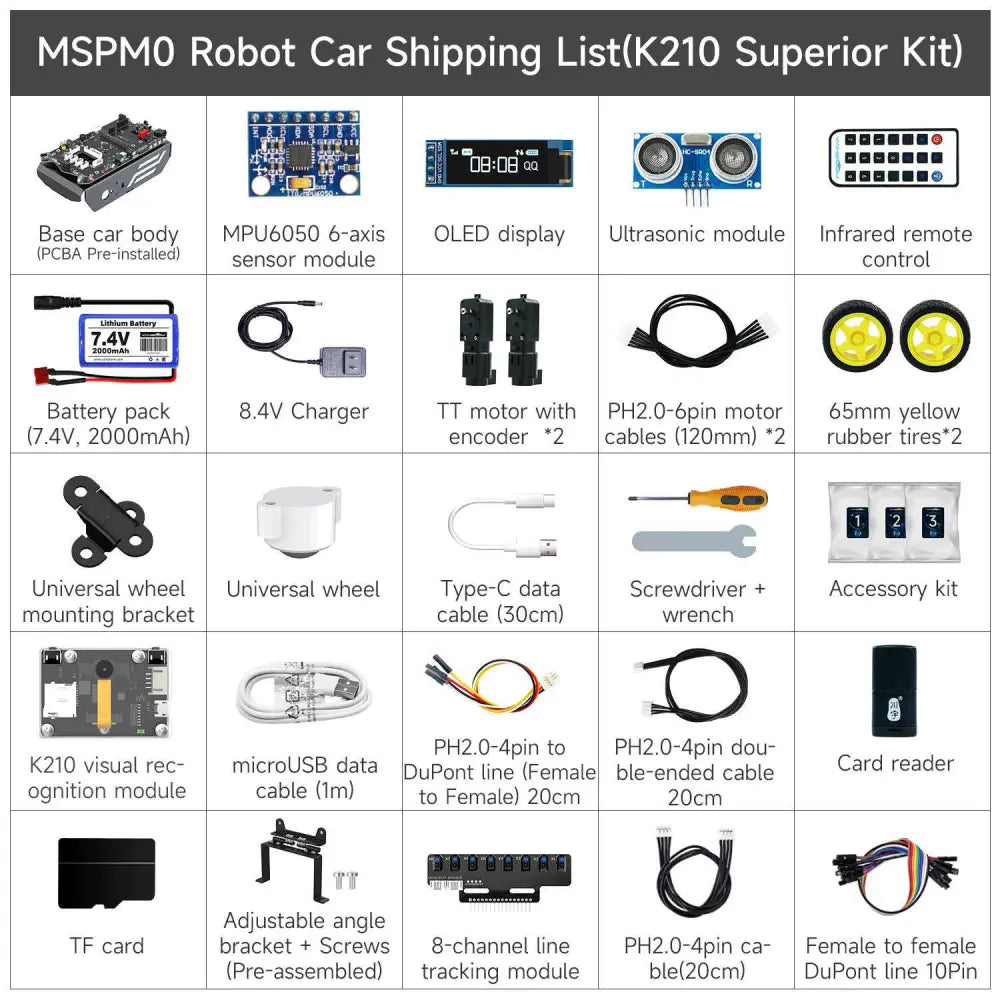 Yahboom MSPM0 smart robot car based on MSPM0G3507-K210 Superior Kit