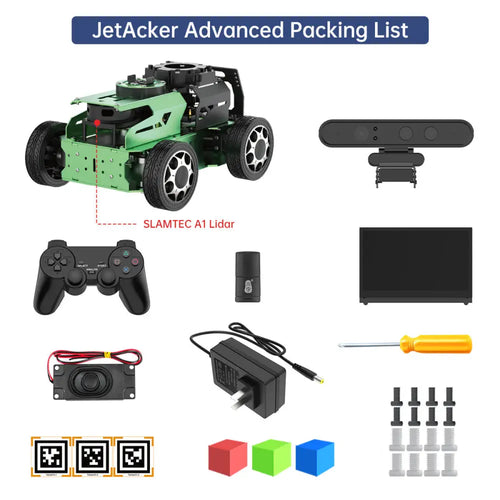 JetAcker ROS Education Robot Car with Ackerman Structure Support SLAM Mapping Navigation Learning (Advanced Kit/Jetson Orin Nano 4GB/A1 Lidar)