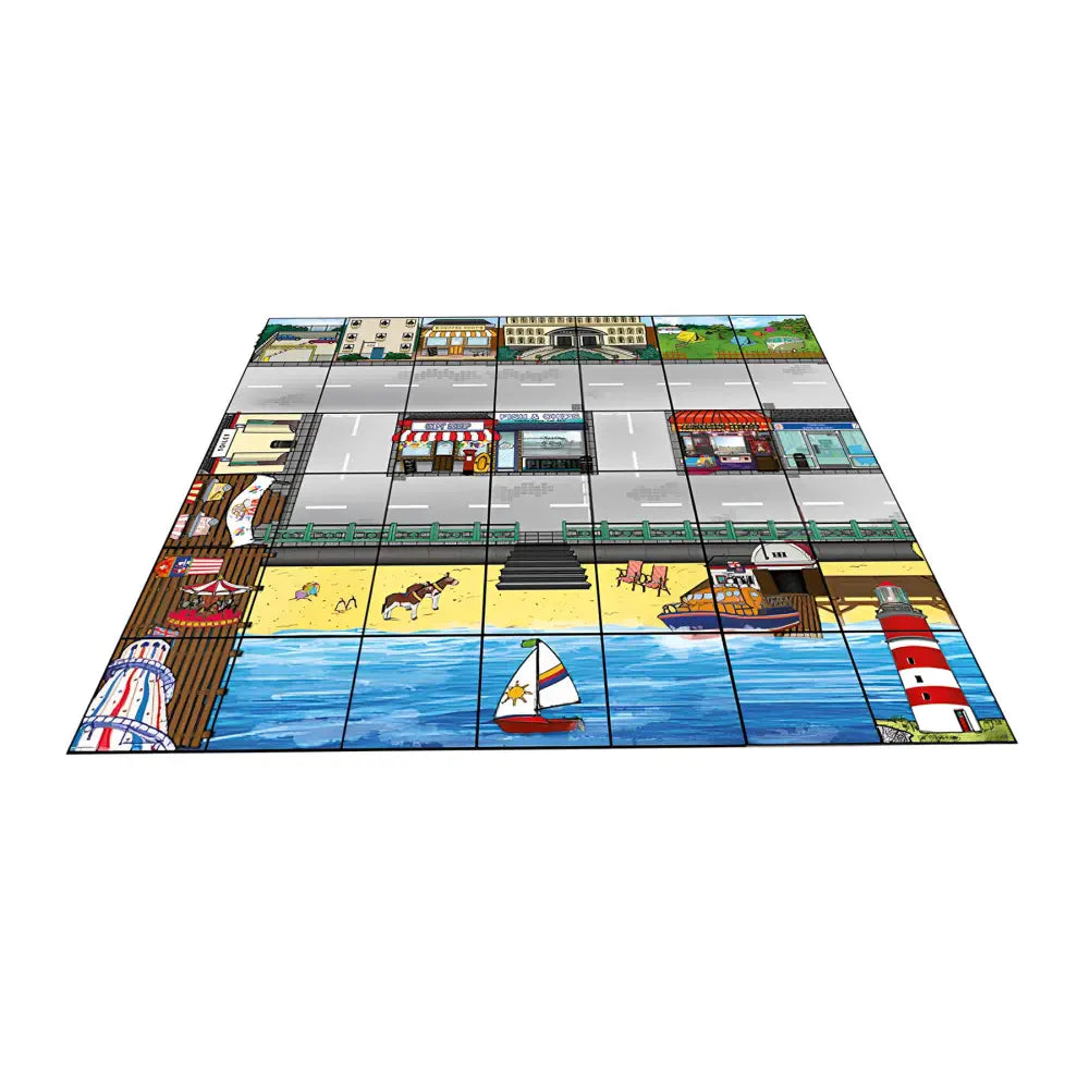 TTS Bee-Bot &amp; Blue-Bot Seaside Coding Mat - 90×105 cm Floor Play mat for Kids STEM, Geography &amp; Programming Learning, Durable Interactive Educational Robot Mat | Ages 3+