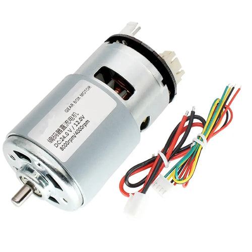 775 Size DC Motor with Encoder, 24V - 8200 RPM