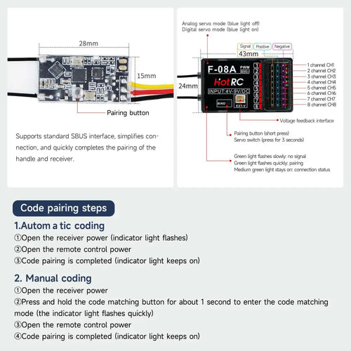 RC Hotrc HT-8A 2.4G 8CH Transmitter HT8A Remote Control with PWM Receiver For RC Drone and Smart Car