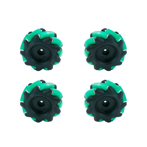 Yahboom Mecanum Wheel Kit for DIY Robot Car - 65mm Hexagonal Coupling, Black-Green (4x) EN Manual