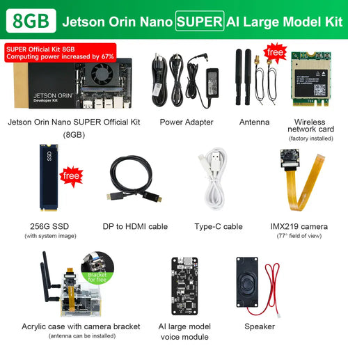Official Original Jetson Orin NANO 8GB SUPER Development Board AI Large Model Kit