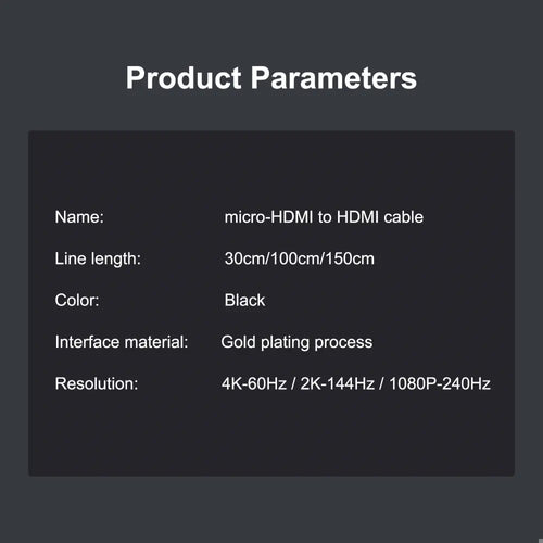 Micro-HDMI to HDMI cable for Raspberry Pi 5/4B--100CM-L-type