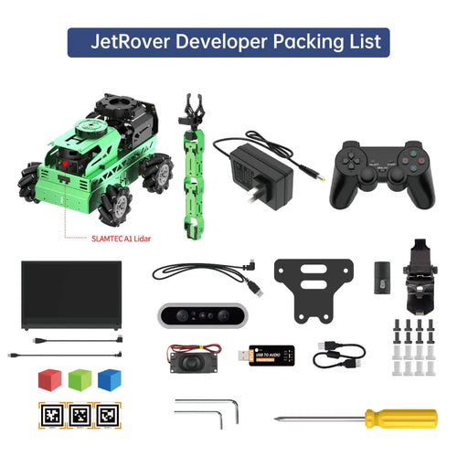 JetRover ROS Robot Car with Vision Robotic Arm Support SLAM Mapping/ Navigation (Developer Kit with Raspberry Pi 5 8GB, Mecanum Chassis, Lidar A1)