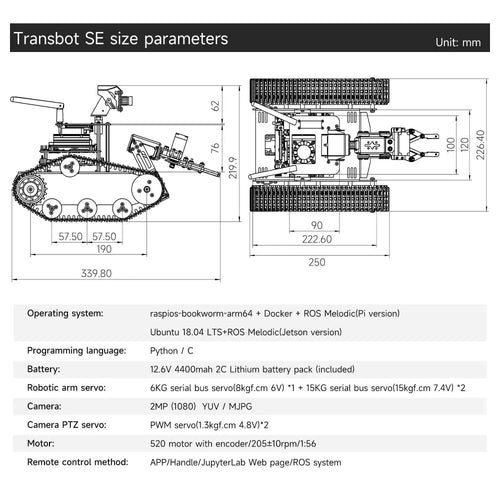 Transbot SE ROS Robot, Python Programming, HD Camera for Raspberry Pi 5-4G(w/ Board)