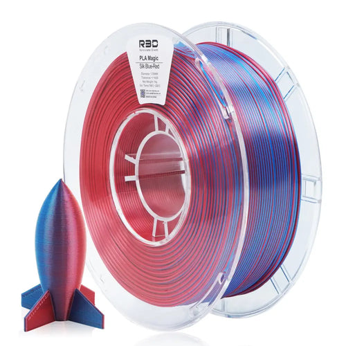 Blue/Red R3D Dual Colour Silk PLA Magic Filament - High Gloss 1.75mm, 1kg