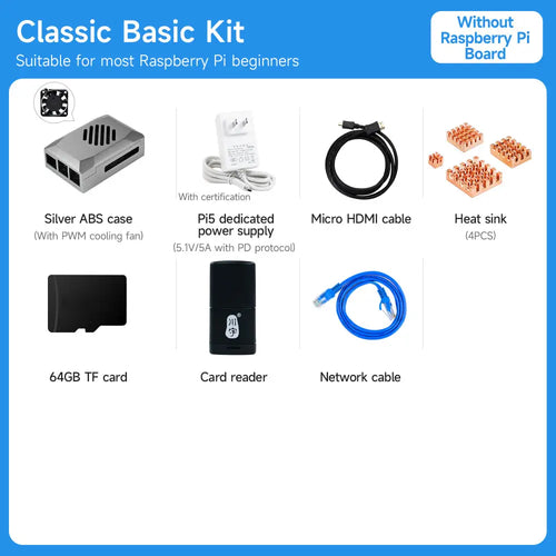 Raspberry Pi 5 board Classic Basic Kit (Without Raspberry Pi 5 board)