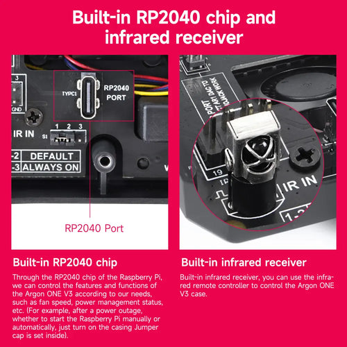 Raspberry Pi 5 Argon ONE V3 M.2 Aluminm Case Kit Built-in 30mm PWN Cooling Fan