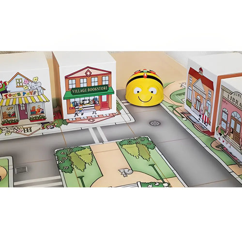 TTS Bee-Bot Programmable Robot with Community Mat and 3D Community Construction Kit Bundle - STEM Learning Coding Robot Toy for Kids Age 3+ Years