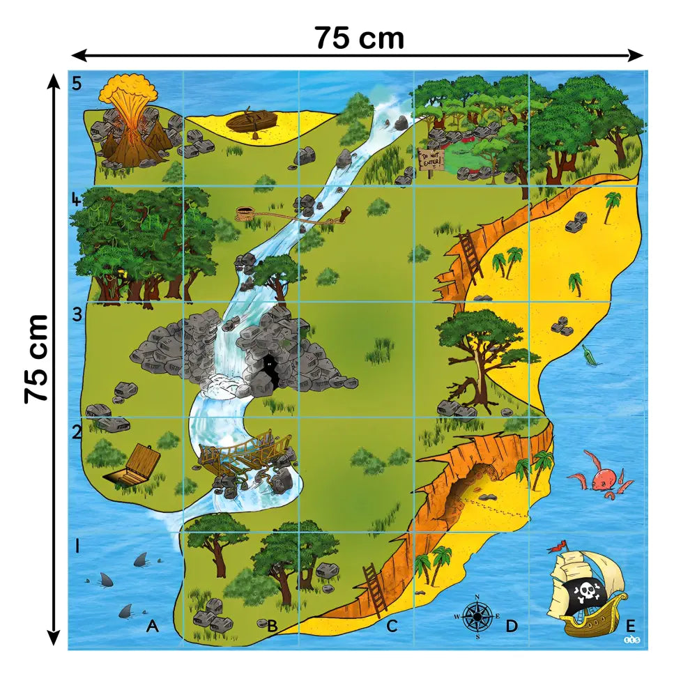 TTS Bee-Bot &amp; Blue-Bot Treasure Island Coding Mat - STEM Robot Floor Play mat for Kids Classroom &amp; Home Learning, Durable Vinyl Educational Programming Toy | 75 x 75 cm