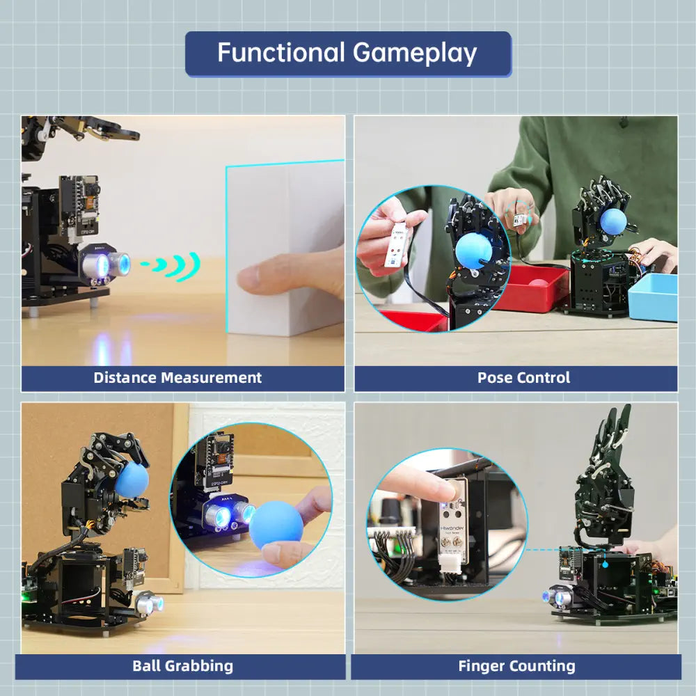 uHand UNO Open Source AI Bionic Robot Hand Support Somatosensory Control, Arduino Programming (Advanced Kit - Left Hand)