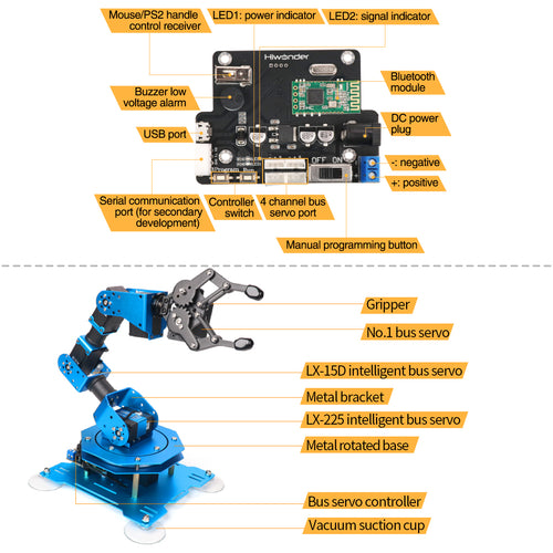 Hiwonder Xarm UNO Robotic Arm w/ Arduino Development Sensor Kit