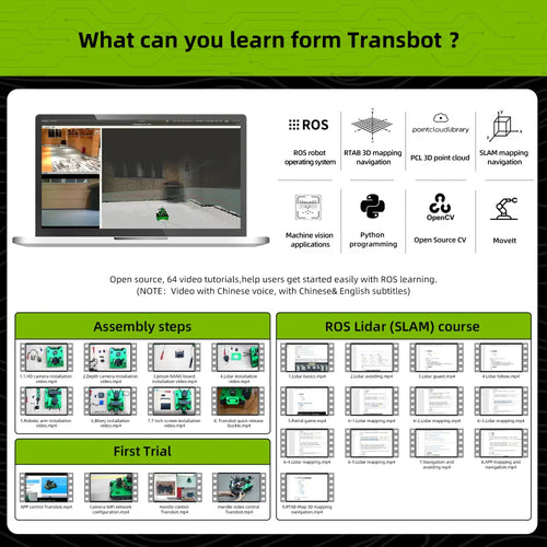 Yahboom Transbot ROS AI Robot for Jetson NANO 4GB with High Definition Camera and 3-DOF Robotic Arm(With Jetson Nano Board)