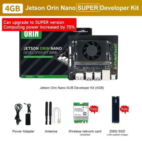 Jetson Orin Nano  SUPER Development Board, 4GB RAM, based on NVIDIA Core Module for AI Deep Learning