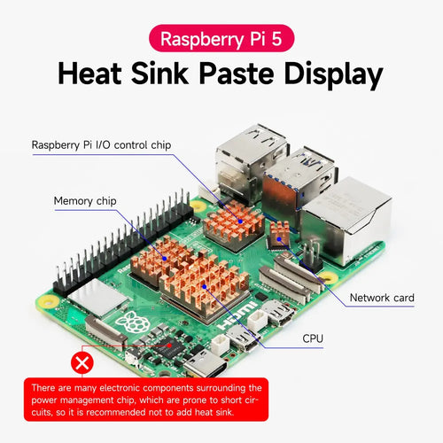 4PCS/set Self-Adhesive Pure Copper Heat Sink For Raspberry Pi 5