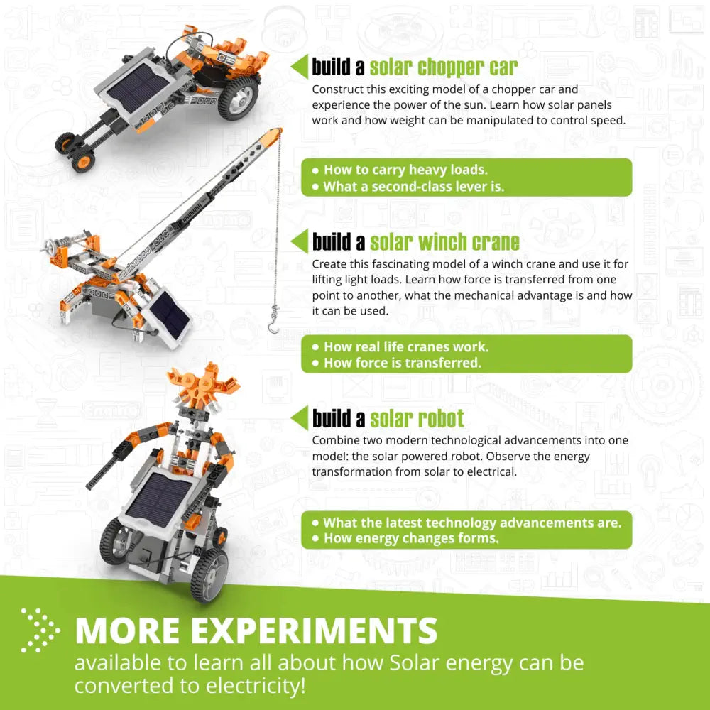 Engino Discovering STEM Solar Power Kit – Hands-On Renewable Energy Learning Set for Kids, 16 Solar-Powered Models, STEM Education Toy for Kids 9+