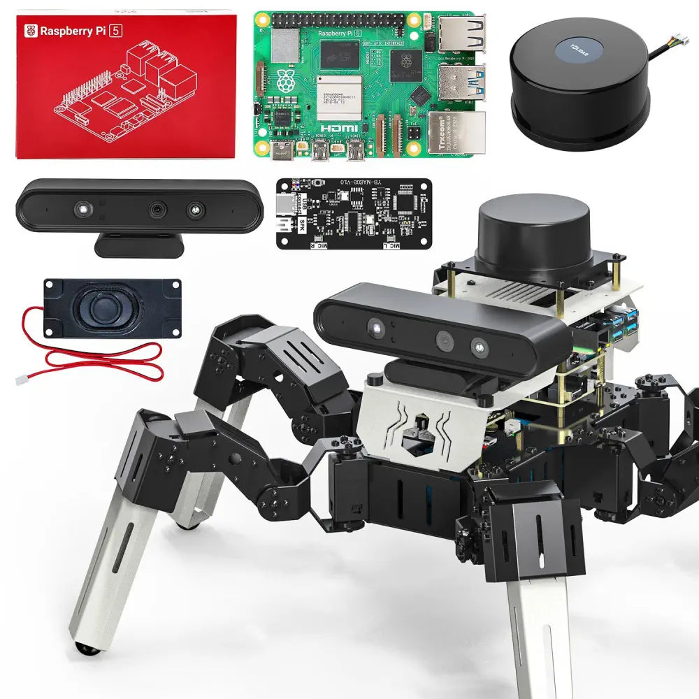 18DOF Muto RS AI Large Model Hexapod Robot ROS2 for Raspberry Pi 5--4ROS Lidar Kit With Pi5 8GB