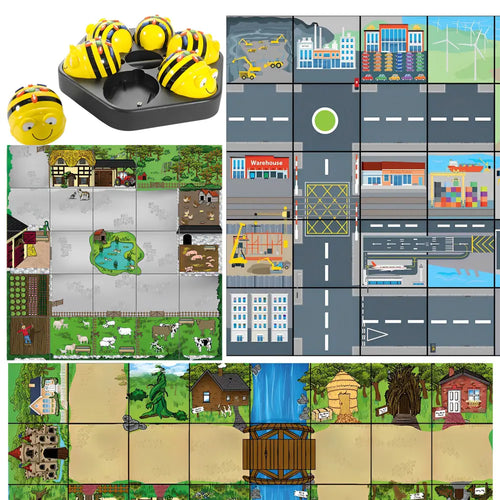 TTS Programmable Bee Bot See &amp; Say Group Classroom Bundle w/ 3 Activity Play Mats for Kids Educational Toys for Children