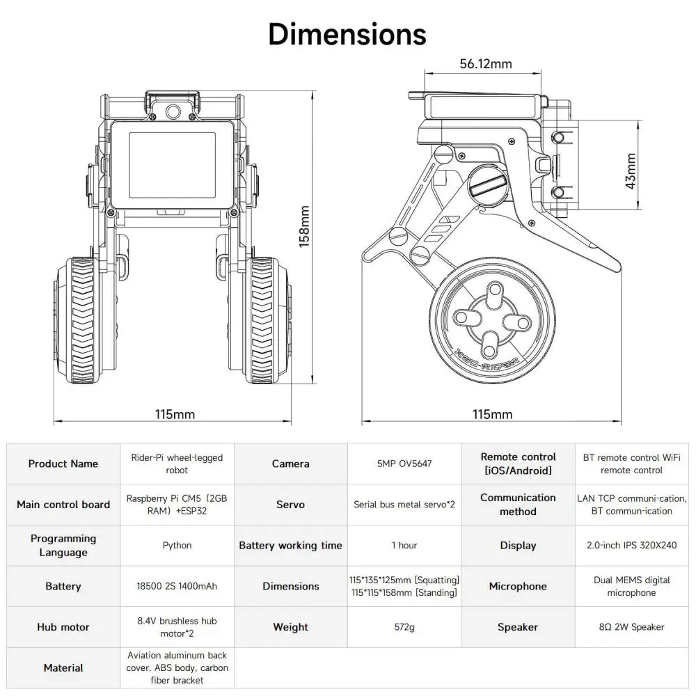 Rider-Pi Two Wheel-legged Robot(Raspberry Pi CM5 core module)