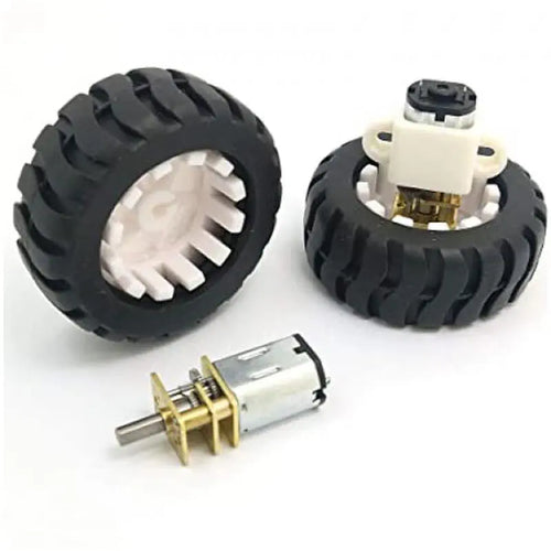 6V N20 Micro Gear Motor w/ Rubber Wheel (1 Pair)