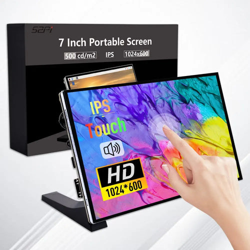 52Pi 7-inch IPS Touch Screen 1024x600 w/ Speakers for Raspberry Pi, Windows PC