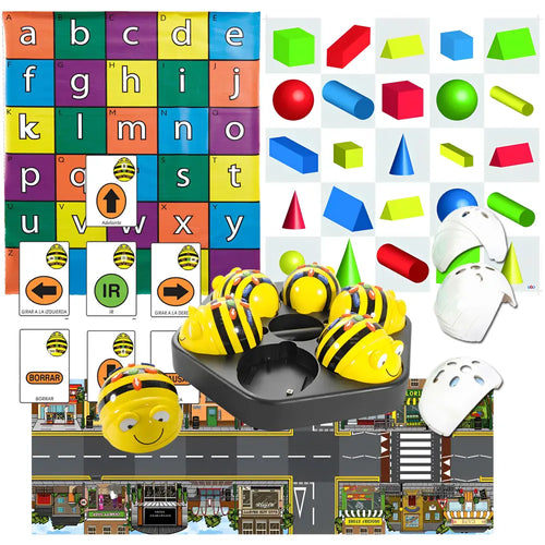 Bee Bot Coding Robot See &amp; Say Version with 3 Activity Mats, A5 Sequence Cards, White Clip On Shells Bundle | Educational STEM Programming Classroom Teaching Robotics
